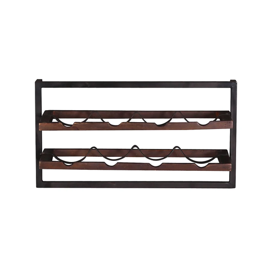 Rivero 8 Bottle Solid Wood Wall Mounted Wine Bottle Rack in Brown