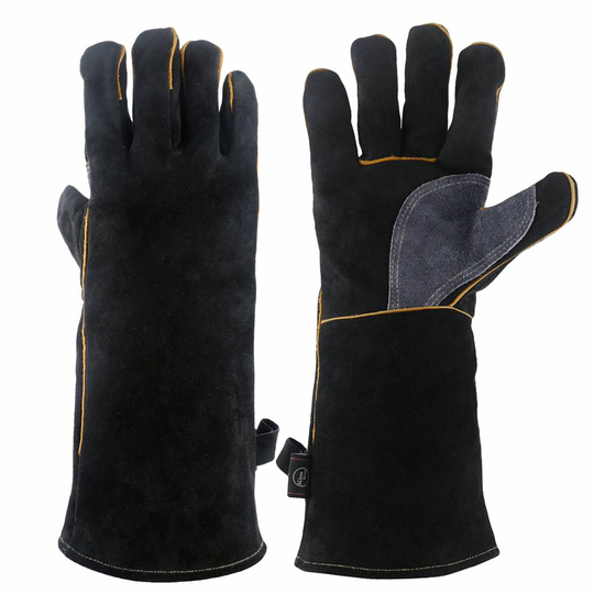 KIM YUAN Extreme Heat & Fire Resistant Gloves Leather with Kevlar Stitching,Perfect for Fireplace, Stove, Oven, Grill, Welding, BBQ, Mig, Pot...