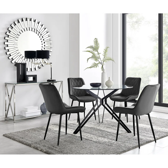 Cascina Dining Table And 4 Black Pesaro Black Leg Chairs