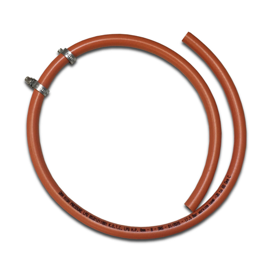 LPG 8mm Gas Hose - 1 metre - Propane Butane for BBQ Camping Caravan Motorhome + 2 Clips