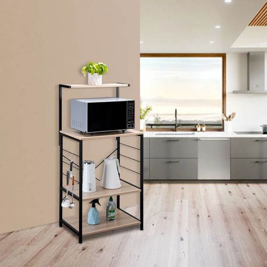 Boggs 60cm Steel Standard Baker's Rack with Microwave Compatibility Wooden Shelves