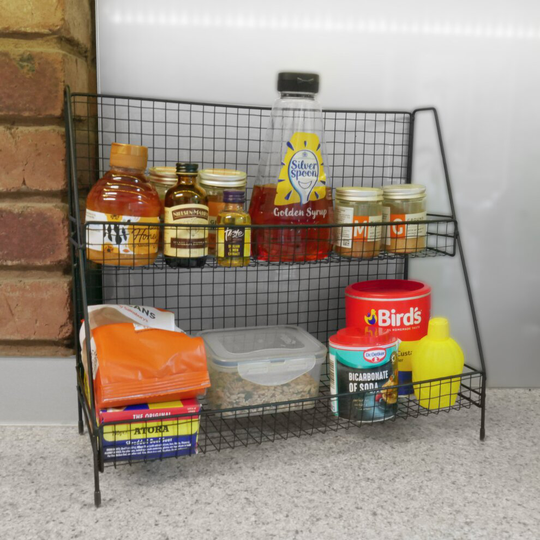 2 Tier Wire Metal Storage Rack - Black
