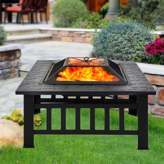 Burchett 36Cm H x 81Cm W Iron Wood Burning Outdoor Fire Pit with Lid