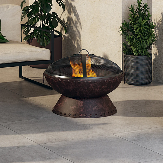 Marko 32.5cm H x 65.5cm W Steel Outdoor Fire Pit with Lid
