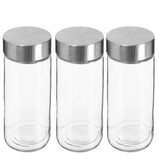 Glass 3 Piece Storage Jar Set 1.2L Each