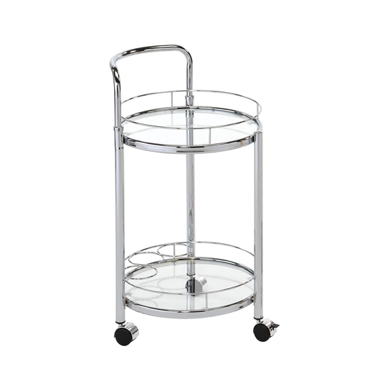 2 Tier Tea Wine Serving Cart for Kitchen, 79cm Drinks Metal and Tempered Glass Bar Trolley