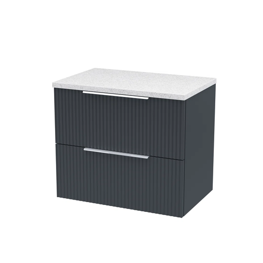 605Mm Wall Hung 2-Drawer Vanity & Laminate Worktop