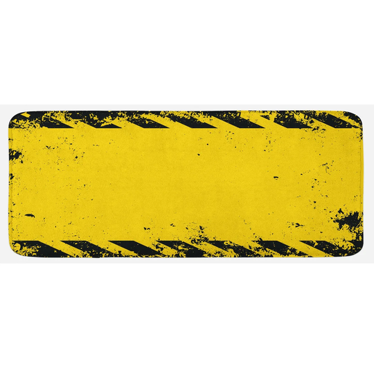 Florentina Vintage Hazard Caution Kitchen Mat