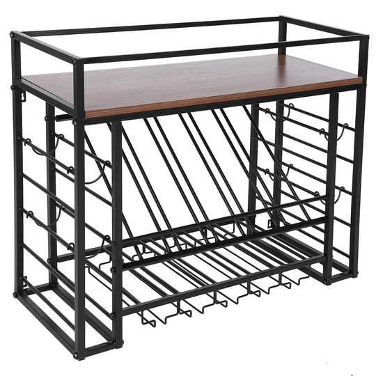 Hollowayville 25 Bottle Wine Bottle & Glass Rack in Black