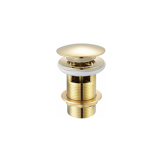 Xcel Home Quality Slotted Gold Dome Shaped Click Clack Basin Waste with Trap | Brass Pop Up Mushroom Sink Basin Plug | Standard G 1 1/4" BSP
