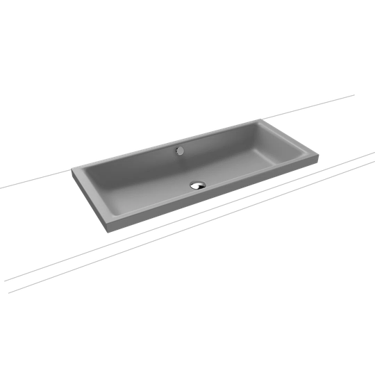 Cold Grey Metal Reactangle Inset Basin Bathroom Sink with Overflow