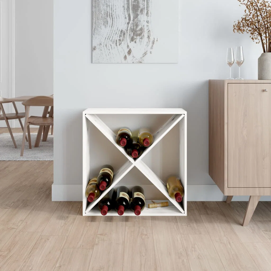 Ladasha Solid Wood Floor Wine Bottle Rack in White