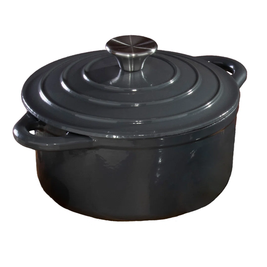 Hairy Bikers Enamelled Casserole Dish Carbon Steel With Lid 26cm Grey