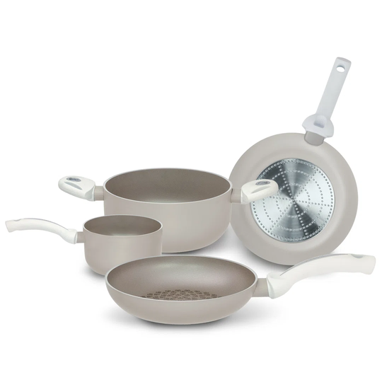 White Diamond 4 Piece Aluminium Non Stick Cookware Set