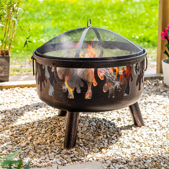 Bulle 61Cm H x 61Cm W Steel Wood Burning Outdoor Fire Pit with Lid