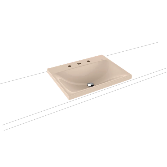 Bahama Beige Steel Enamel Rectangular Inset Basin Bathroom Sink