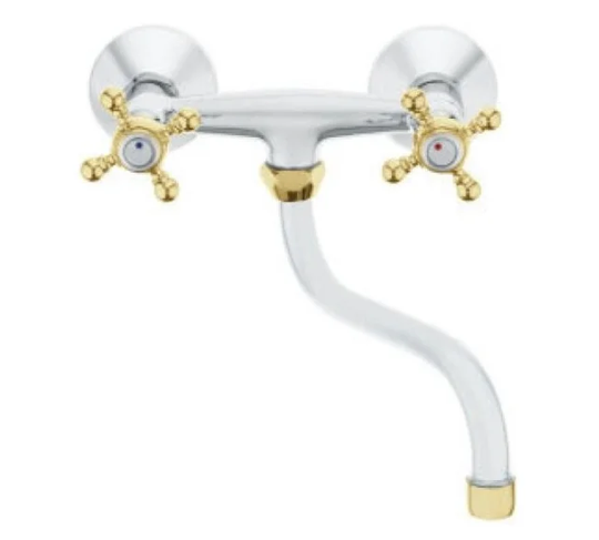 'S' Spout Type Cross Head Twin Lever Monobloc Tap