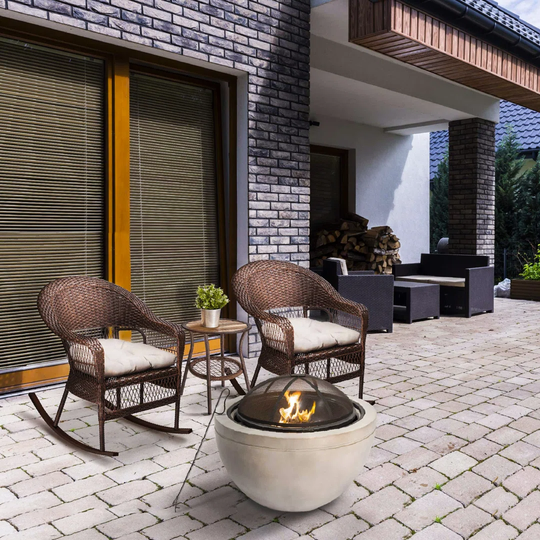 Bulle 58Cm H x 76Cm W Concrete Wood Burning Outdoor Fire Pit with Lid