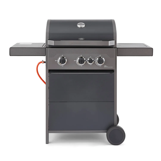 Tower T978501 Stealth 3000 Three Burner Porcelain Enamel Gas BBQ with Additional Side Burner, Precision Thermometer, Cabinets and Rust Proof Design, B