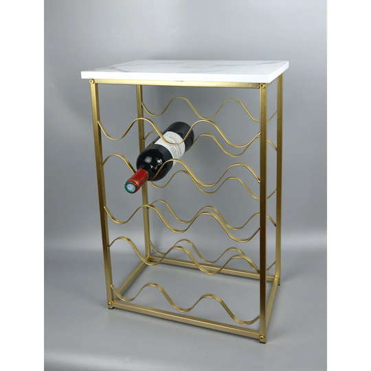 12 Bottle Floor Wine Bottle Rack in Gold