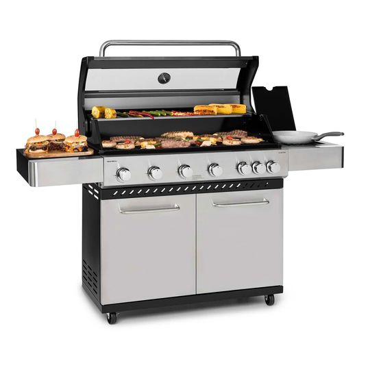 Valkyrie Klarstein 6 - Burner Free Standing Liquid Propane Gas Grill with Side Burner and Cabinet