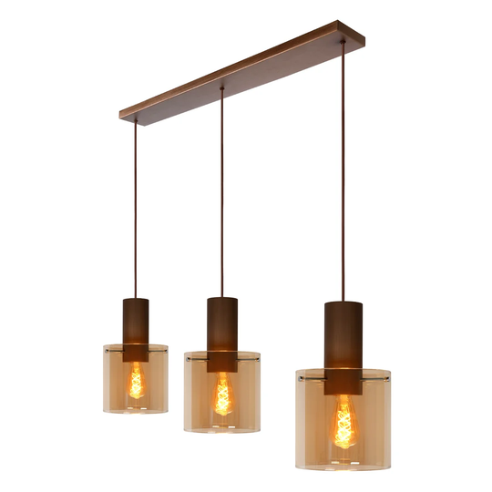 Toledo 3-Light Kitchen Island Cylinder Pendant with Wrought Iron Accents
