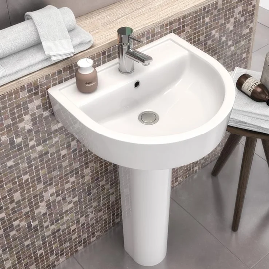 Alianna Vitreous China U-Shaped 520mm Full Pedestal Sink