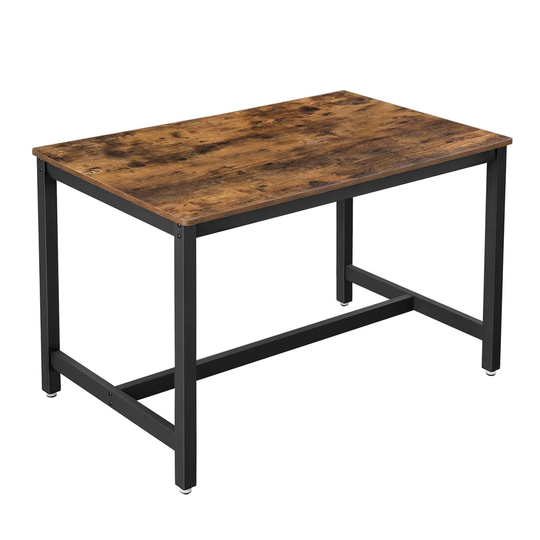 Dining Table For 4 People, Kitchen Table, 120 X 75 X 75 Cm, Heavy Duty Metal Frame, Industrial Style, For Living Room, Dining Room, Rustic Brown And B