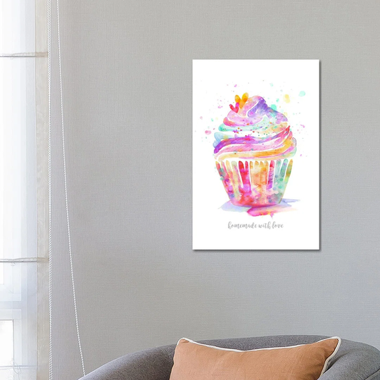 Homemade with Love Cupcake by Stephanie Corfee - Wrapped Canvas Painting