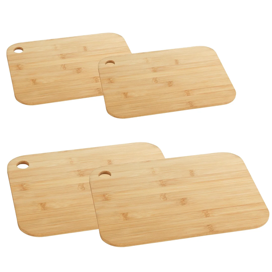 WENKO Bamboo chopping board, 4-piece, 2 X 28 X 20 Cm And 2 X 33 X 25 Cm