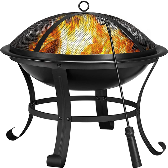 Mchone 50Cm H x 54Cm W Iron Wood Burning Outdoor Fire Pit with Lid