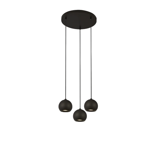 Baez 3 Light Matt Black Multi Drop Pendant