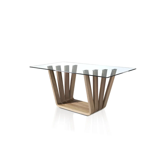Koa Glass Trestle Dining Table