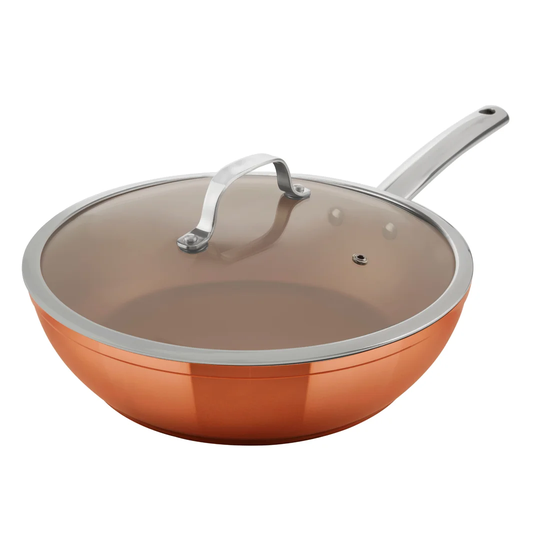 Tower Copper Forged Induction Saute Pan, Non Stick Ceramic Coating, Easy to Clean, Dishwasher Safe, 28 cm