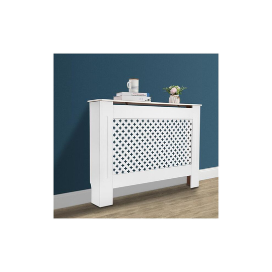 1120mm Medium MDF Wood Radiator Cover Diamond Grill Matte White