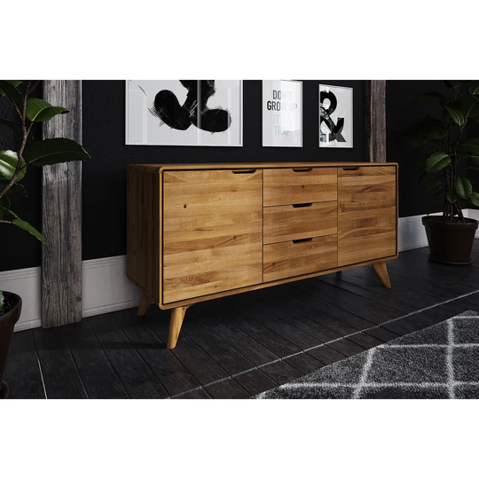 Gant 134 Cm Wide 3 Drawer Oak Wood Sideboard