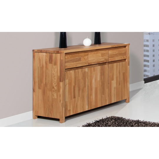 Fugate 115 Cm Wide 3 Drawer Beech Solid Wood Sideboard