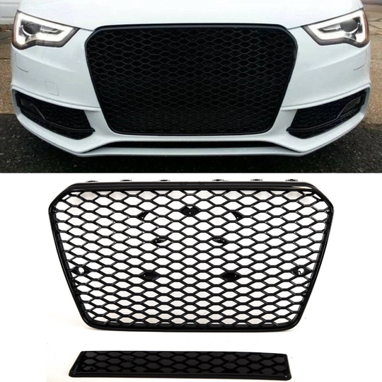 Audi A5 S5 2012-2016 Front Main Grille Gloss Black Honeycomb RS5 Look Without Badge