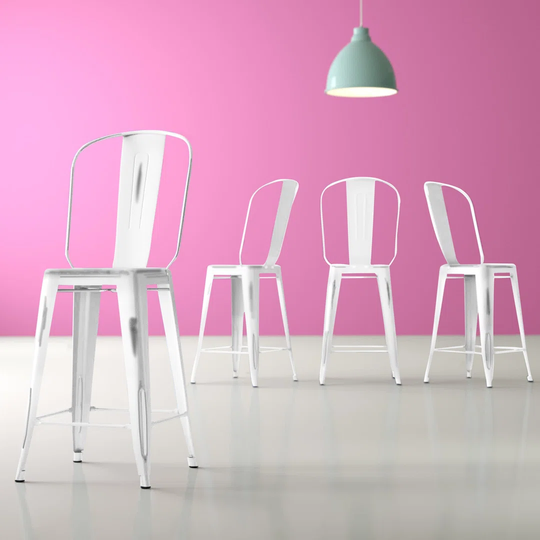 Commercial Grade Distressed Metal Indoor-Outdoor Bar Stool