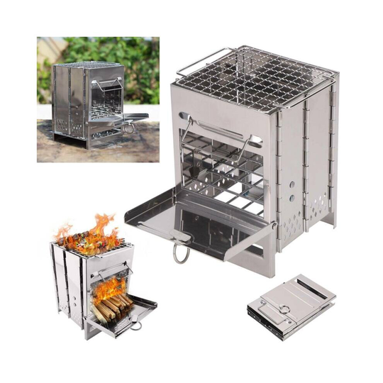 Wood Burning Stove Portable Collapsible Grill Cookware Barbecue