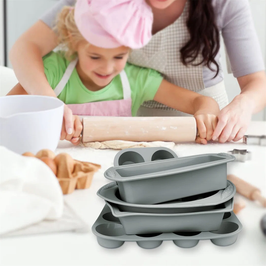 7In1 Nonstick Silicone Baking Cake Pan Tin Tray Sheet Mould Set For Oven, BPA Free Heat Resistant Bakeware Supplies Mold Tools Kit For Pancake Crepe C