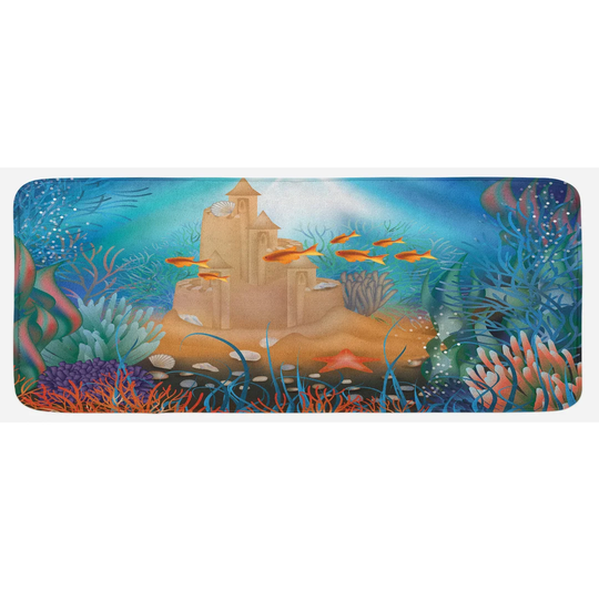 Nautical Kitchen Mat Fish Corals And Castle