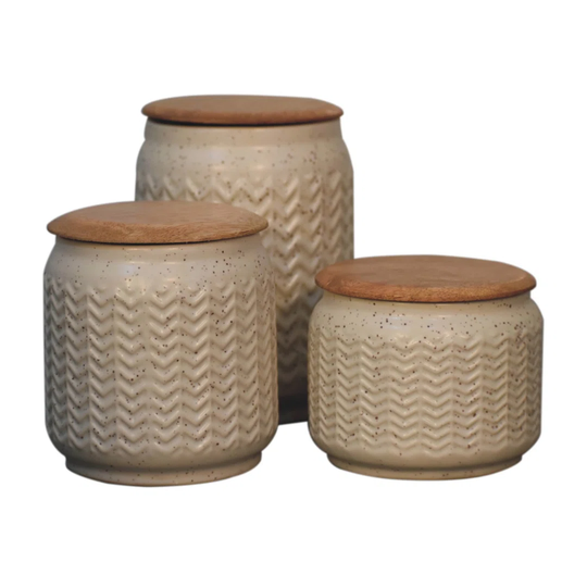 Zig-Zag Patterned Sugar, Tea And Coffee Set