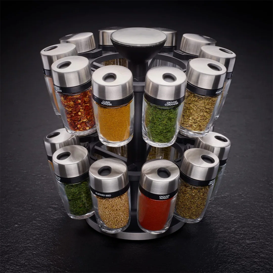 Stainless Steel 20-Jar Free-Standing Spice Rack