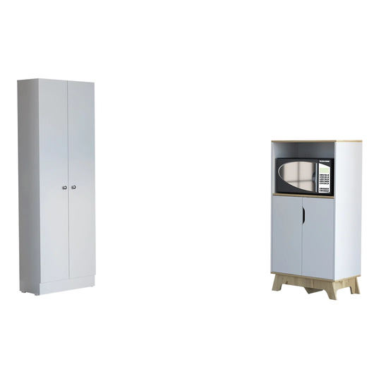 Set Linea Z Kitchen, Auxiliary Microwave Cabinet Z-65 + Tall Kitchen Cabinet Z-60 2 Doors