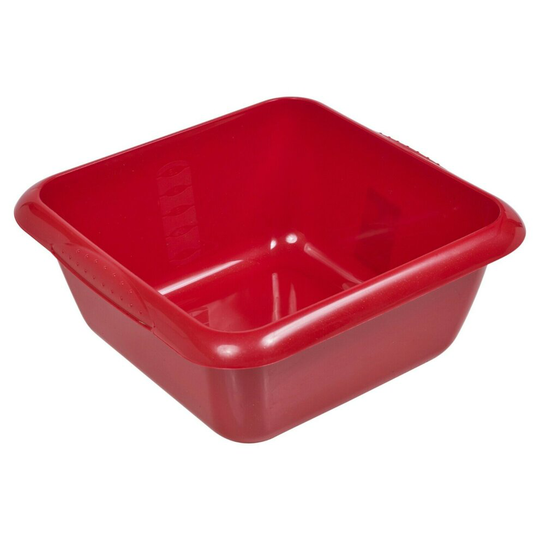 (Glitter Red) 7L Square Washing Up Bowl Stackable Sink Plastic