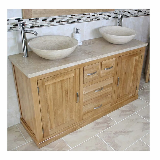 Debord Solid Oak 1430mm Free-Standing Vanity Unit