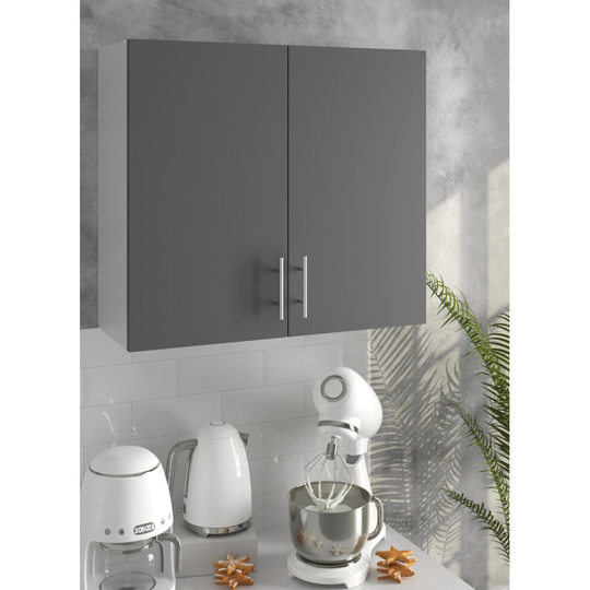 (Kitchen Wall Cabinet - 800mm - Mounted Upper Kitchen Unit - Dark Grey) Kitchen Wall Cabinet Base Cabinet Sink Cupboard