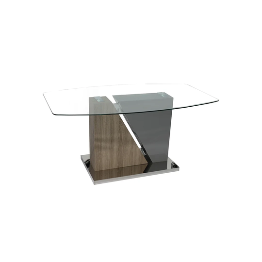 Opus Glass Top and Solid Oak Wood Dining Table