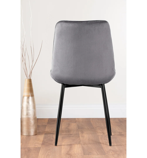 Novara Black Leg 120Cm Round Glass Dining Table & 4 Grey Pesaro Black Leg Chairs
